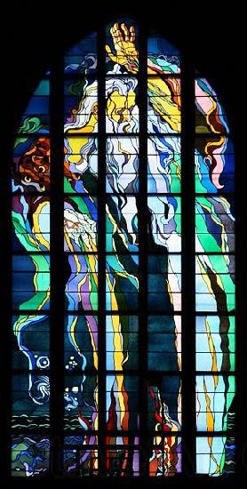 Stanislaw Wyspianski Stained glass window in Franciscan Church, designed by Wyspiaeski Spain oil painting art